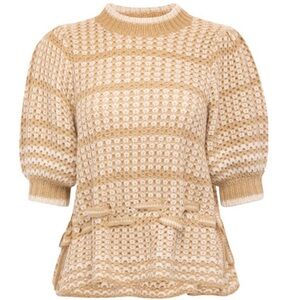 Anna Cate Alexa Sweater - Tan and Cream Knit Sweater